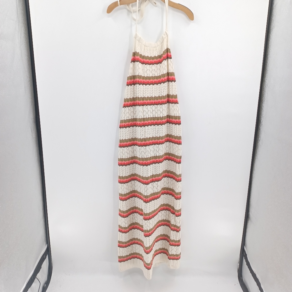 The Drop Jayla Crochet Halter Midi Dress Birch 3X Cotton Cover Up NWOT - Picture 4 of 10